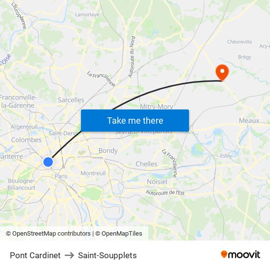 Pont Cardinet to Saint-Soupplets map