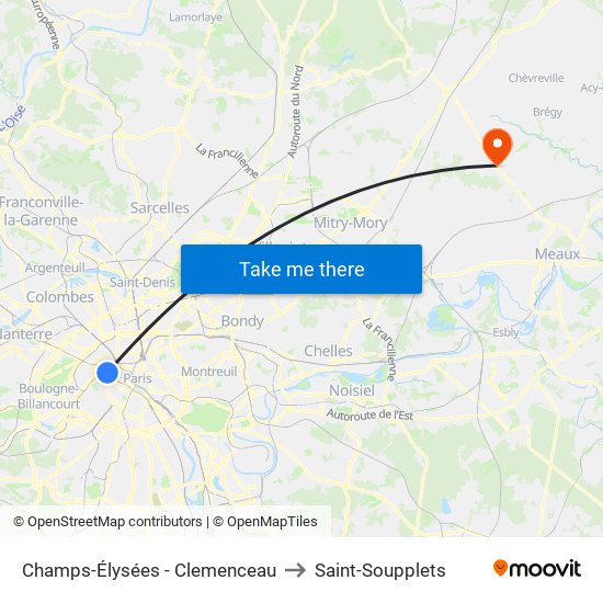 Champs-Élysées - Clemenceau to Saint-Soupplets map