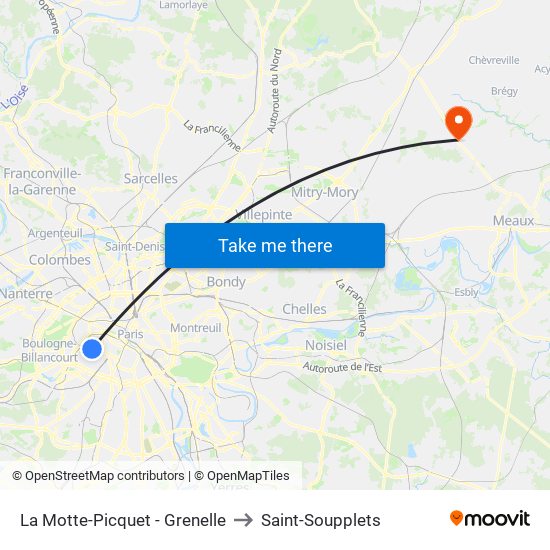 La Motte-Picquet - Grenelle to Saint-Soupplets map