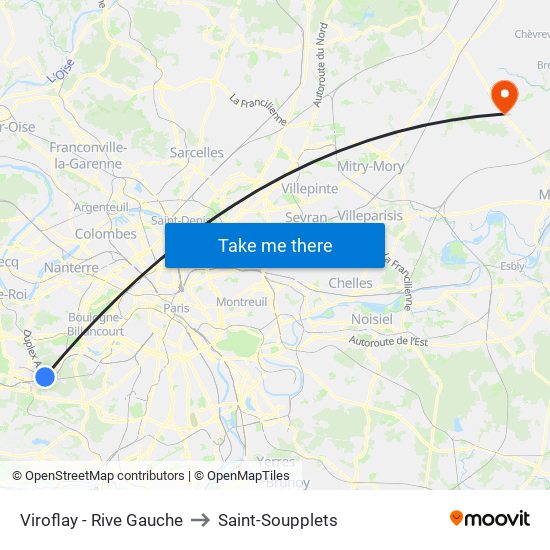 Viroflay - Rive Gauche to Saint-Soupplets map