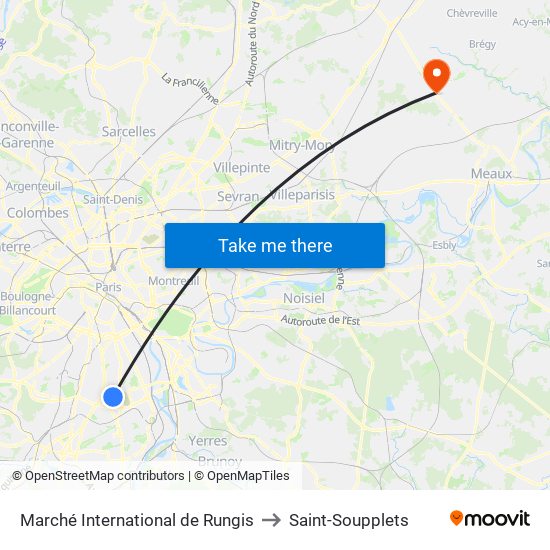 Marché International de Rungis to Saint-Soupplets map