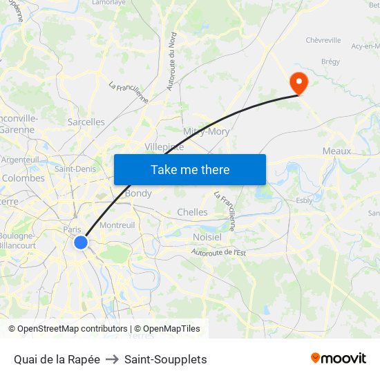 Quai de la Rapée to Saint-Soupplets map