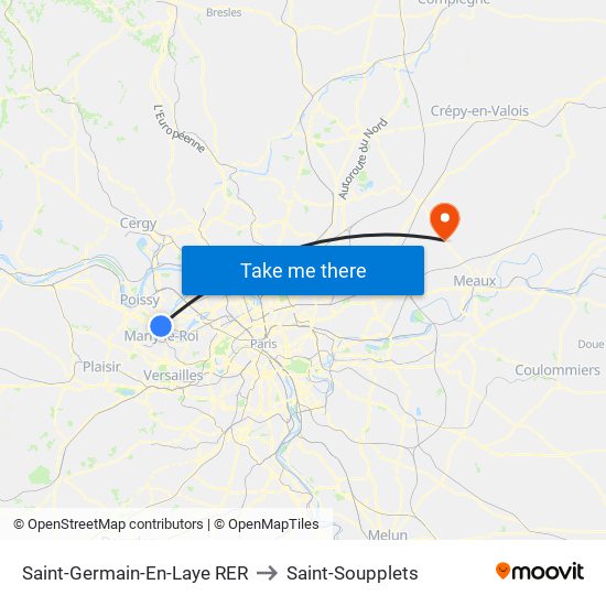 Saint-Germain-En-Laye RER to Saint-Soupplets map