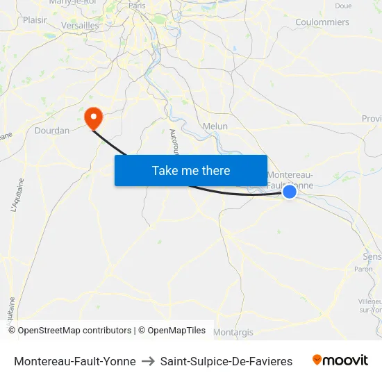 Montereau-Fault-Yonne to Saint-Sulpice-De-Favieres map