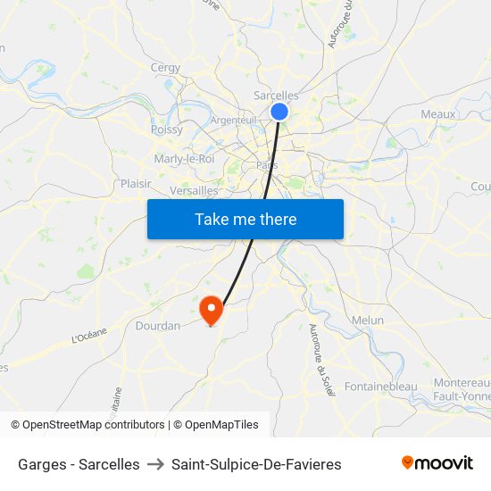 Garges - Sarcelles to Saint-Sulpice-De-Favieres map