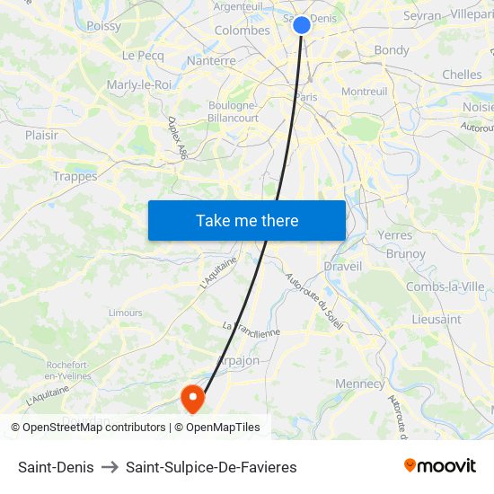 Saint-Denis to Saint-Sulpice-De-Favieres map