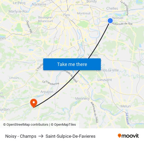 Noisy - Champs to Saint-Sulpice-De-Favieres map