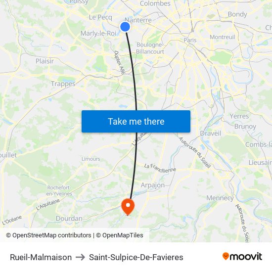 Rueil-Malmaison to Saint-Sulpice-De-Favieres map