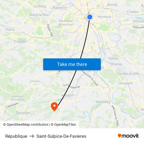 République to Saint-Sulpice-De-Favieres map
