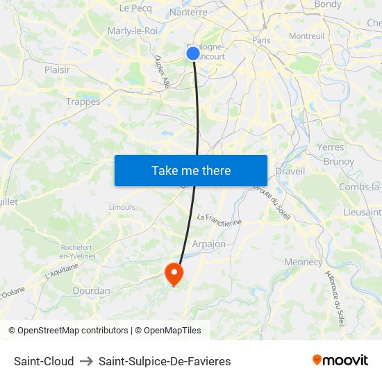 Saint-Cloud to Saint-Sulpice-De-Favieres map
