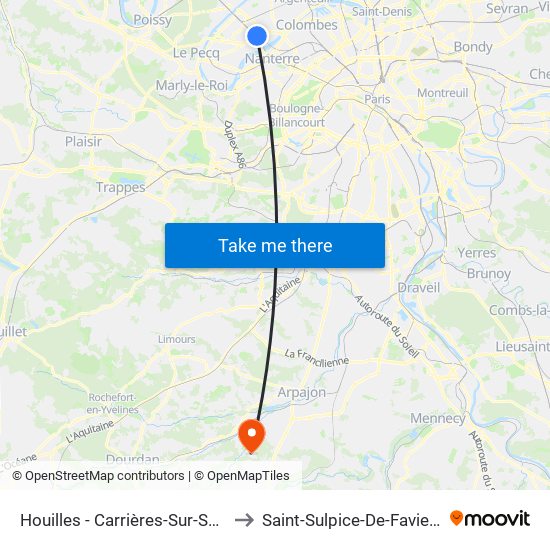 Houilles - Carrières-Sur-Seine to Saint-Sulpice-De-Favieres map