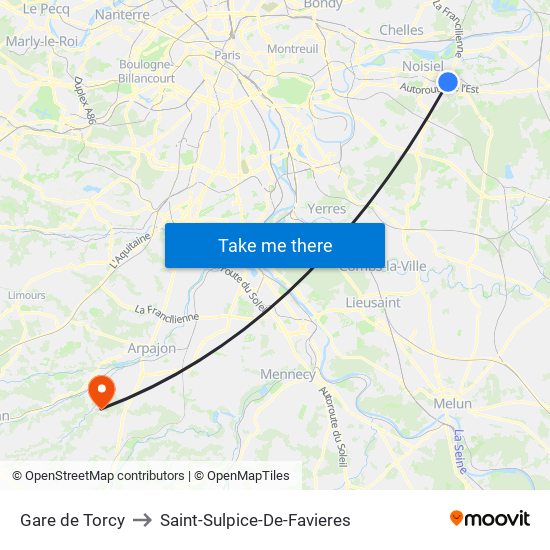 Gare de Torcy to Saint-Sulpice-De-Favieres map