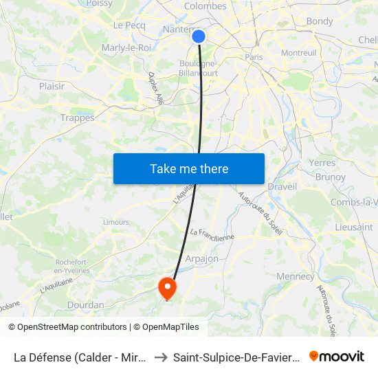 La Défense (Calder - Miro) to Saint-Sulpice-De-Favieres map