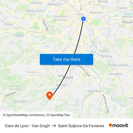 Gare de Lyon - Van Gogh to Saint-Sulpice-De-Favieres map