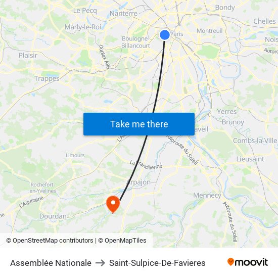 Assemblée Nationale to Saint-Sulpice-De-Favieres map