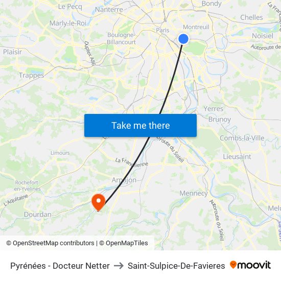 Pyrénées - Docteur Netter to Saint-Sulpice-De-Favieres map