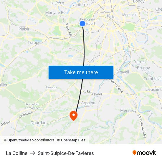 La Colline to Saint-Sulpice-De-Favieres map