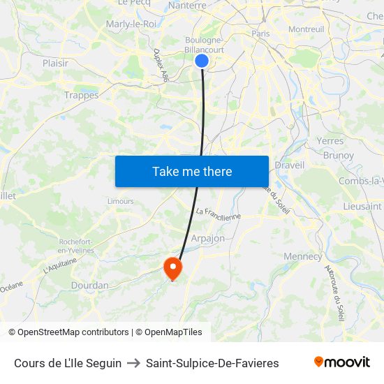 Cours de L'Ile Seguin to Saint-Sulpice-De-Favieres map