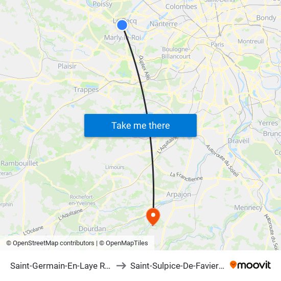 Saint-Germain-En-Laye RER to Saint-Sulpice-De-Favieres map