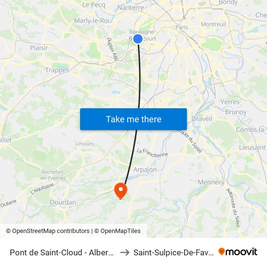 Pont de Saint-Cloud - Albert Kahn to Saint-Sulpice-De-Favieres map