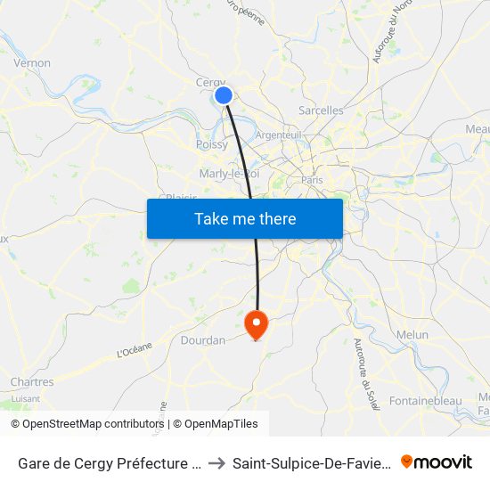 Gare de Cergy Préfecture (C) to Saint-Sulpice-De-Favieres map