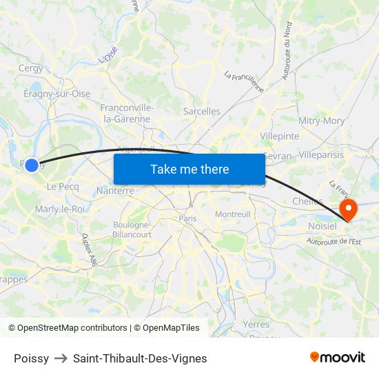 Poissy to Saint-Thibault-Des-Vignes map
