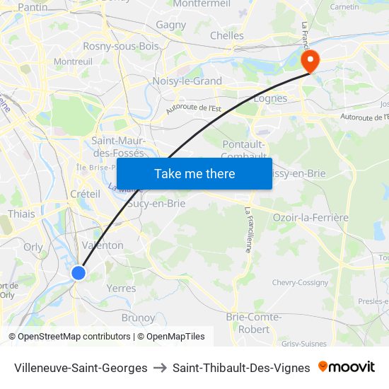 Villeneuve-Saint-Georges to Saint-Thibault-Des-Vignes map