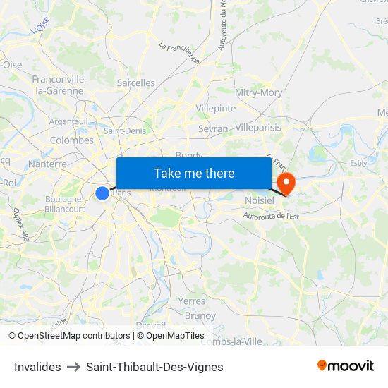 Invalides to Saint-Thibault-Des-Vignes map