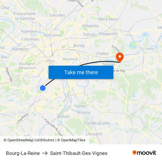 Bourg-La-Reine to Saint-Thibault-Des-Vignes map
