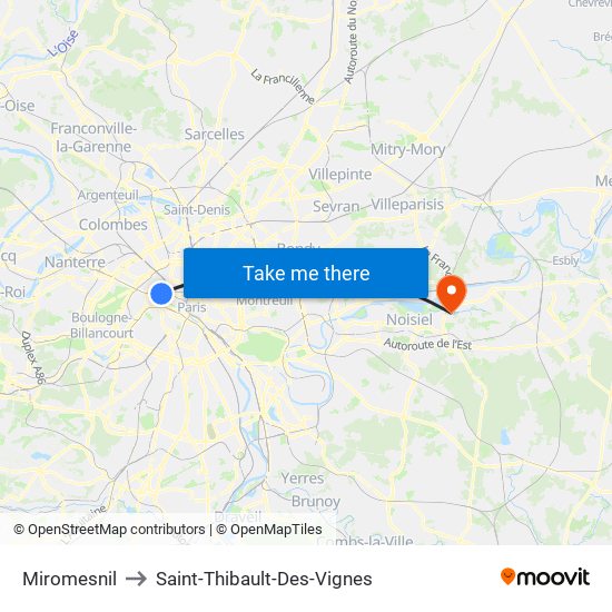 Miromesnil to Saint-Thibault-Des-Vignes map