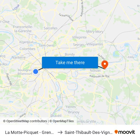 La Motte-Picquet - Grenelle to Saint-Thibault-Des-Vignes map