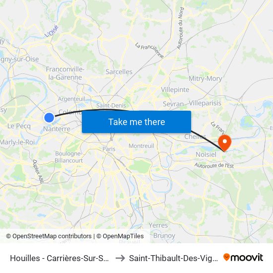 Houilles - Carrières-Sur-Seine to Saint-Thibault-Des-Vignes map