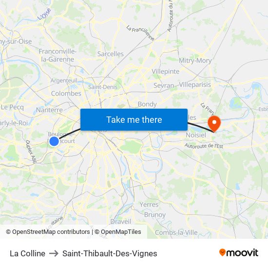 La Colline to Saint-Thibault-Des-Vignes map