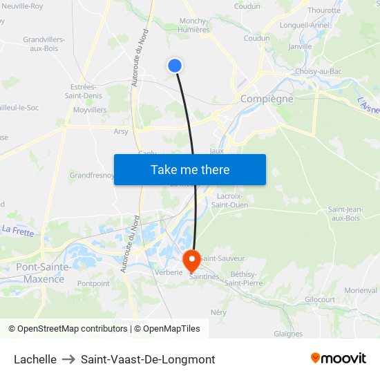 Lachelle to Saint-Vaast-De-Longmont map