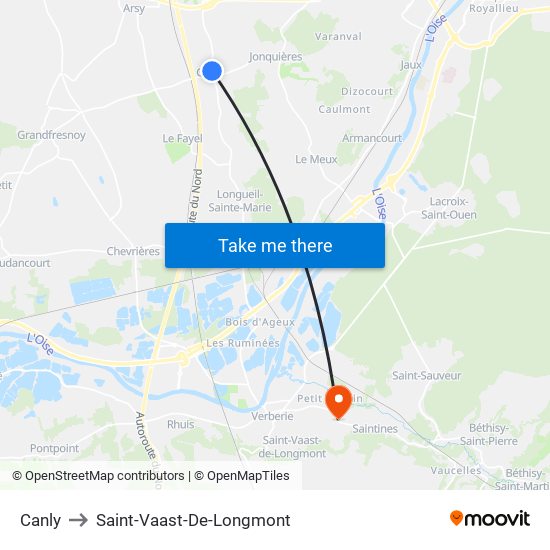 Canly to Saint-Vaast-De-Longmont map