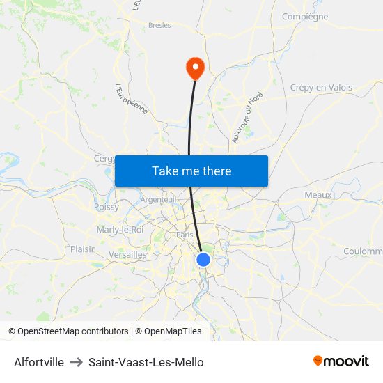 Alfortville to Saint-Vaast-Les-Mello map