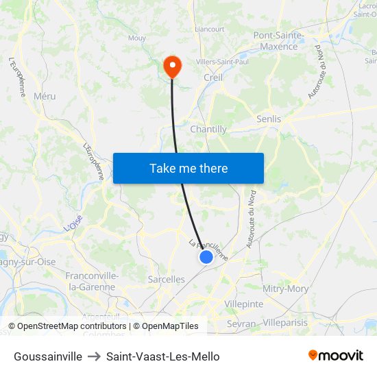 Goussainville to Saint-Vaast-Les-Mello map