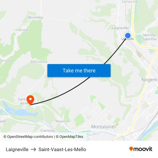 Laigneville to Saint-Vaast-Les-Mello map