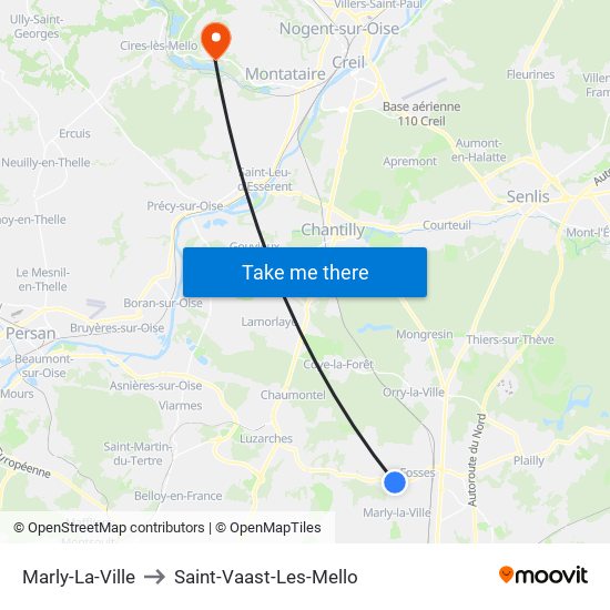 Marly-La-Ville to Saint-Vaast-Les-Mello map