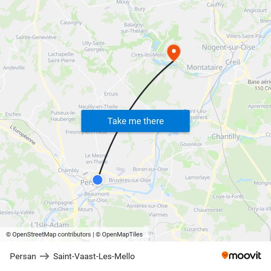 Persan to Saint-Vaast-Les-Mello map