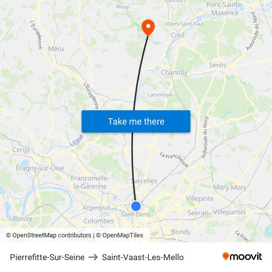 Pierrefitte-Sur-Seine to Saint-Vaast-Les-Mello map