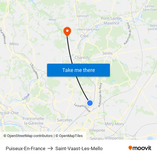 Puiseux-En-France to Saint-Vaast-Les-Mello map