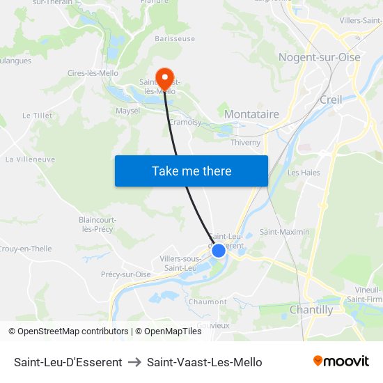 Saint-Leu-D'Esserent to Saint-Vaast-Les-Mello map