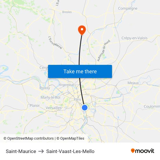 Saint-Maurice to Saint-Vaast-Les-Mello map