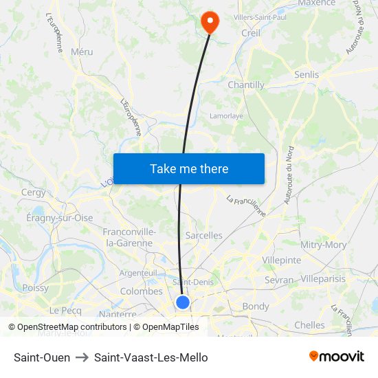 Saint-Ouen to Saint-Vaast-Les-Mello map