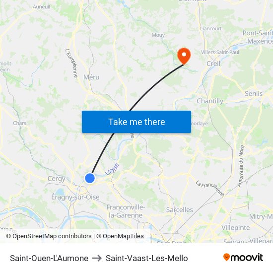 Saint-Ouen-L'Aumone to Saint-Vaast-Les-Mello map
