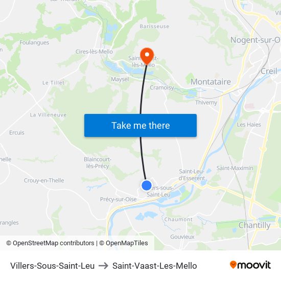 Villers-Sous-Saint-Leu to Saint-Vaast-Les-Mello map