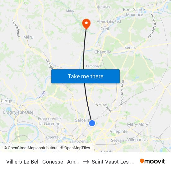 Villiers-Le-Bel - Gonesse - Arnouville to Saint-Vaast-Les-Mello map