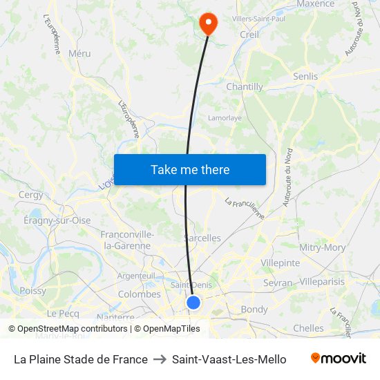 La Plaine Stade de France to Saint-Vaast-Les-Mello map