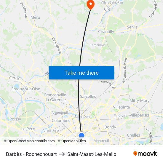 Barbès - Rochechouart to Saint-Vaast-Les-Mello map